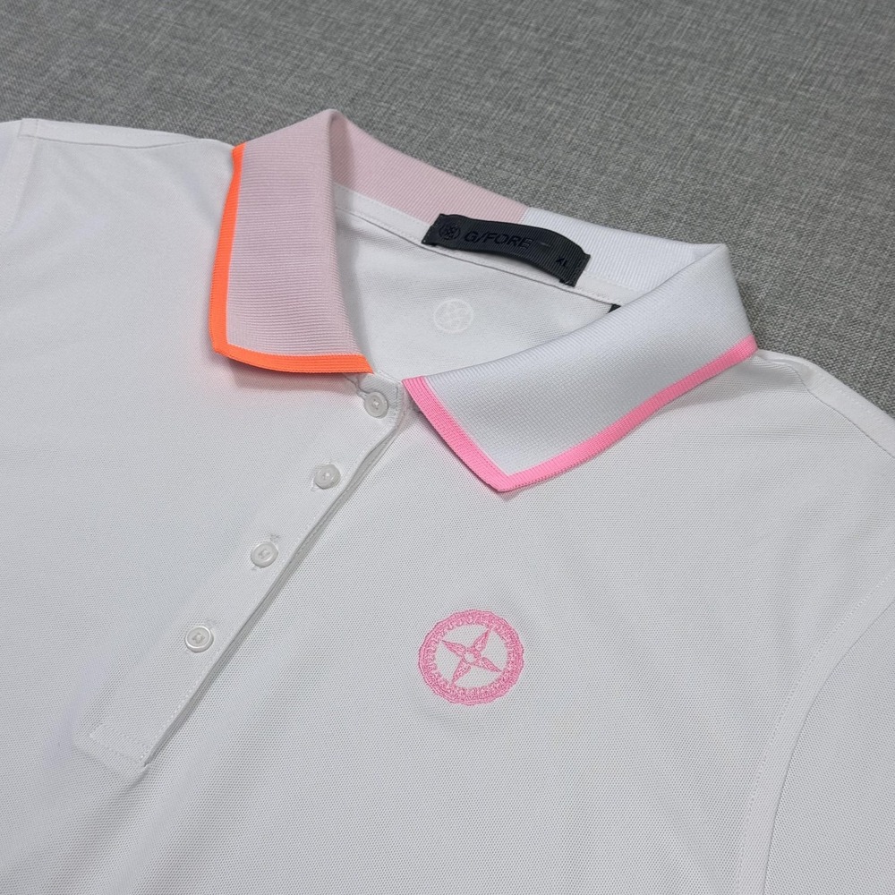 G/FORE Golf Shirt Polo Shirt Womens XL White Collared Short Sleeve Embroidered